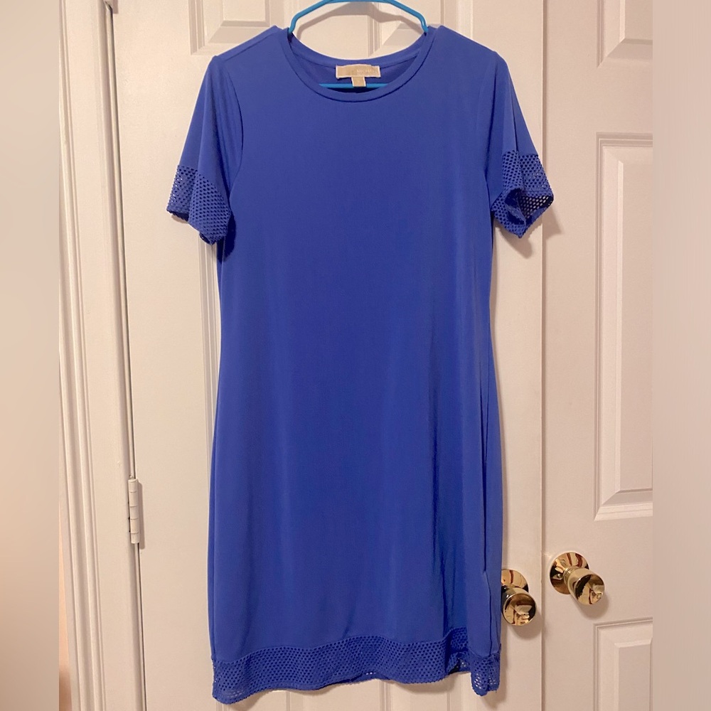 Michael Kors Royal Blue short sleeve Dress, mesh bottom/sleeves M  ITEM# 1016